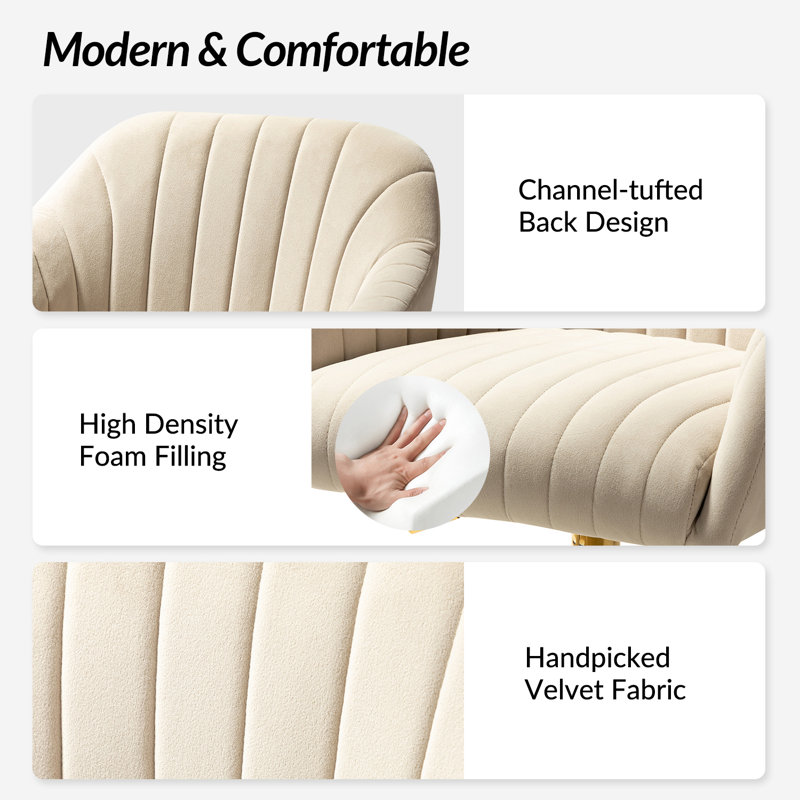 Etta Avenue™ Adan Modern Velvet Task Chair with Wood Frame and